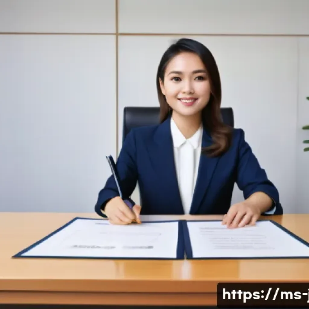 JLPT와 일본 내 고용 시장 분석 - A professional office scene in Tokyo featuring a young Malay woman dressed in smart business attire,...