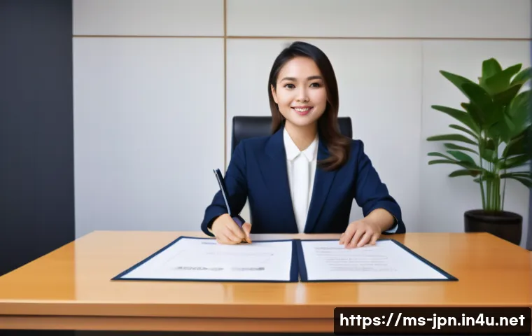 JLPT와 일본 내 고용 시장 분석 - A professional office scene in Tokyo featuring a young Malay woman dressed in smart business attire,...