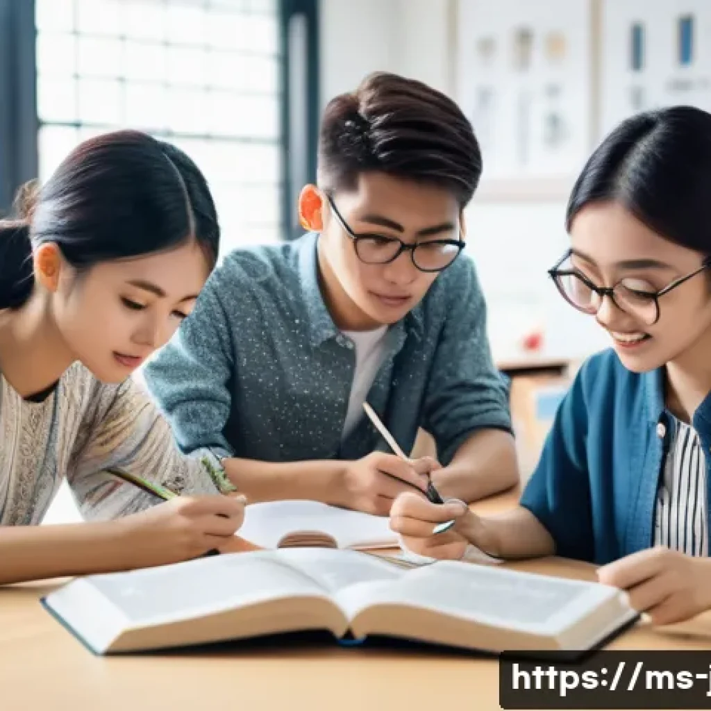 JLPT와 일본 내 자격증과의 학문적 분석 - A diverse group of young Malaysian students studying Japanese together in a modern classroom setting...