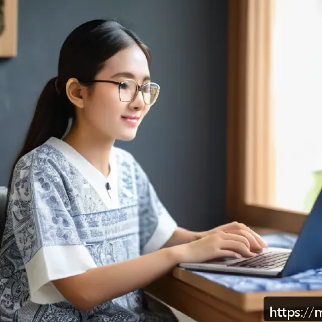 JLPT 시험 후 점수 조회 및 재발급 방법 - A young Malaysian adult student sitting comfortably at a modern home desk, using a laptop to log int...