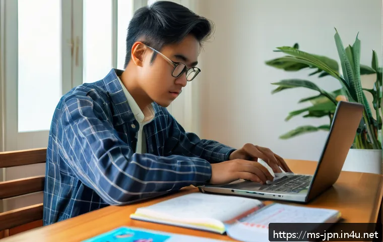 JLPT 시험에서 실수하지 않는 꿀팁 - A focused Malaysian student studying at a tidy desk in a bright morning room, natural sunlight strea...
